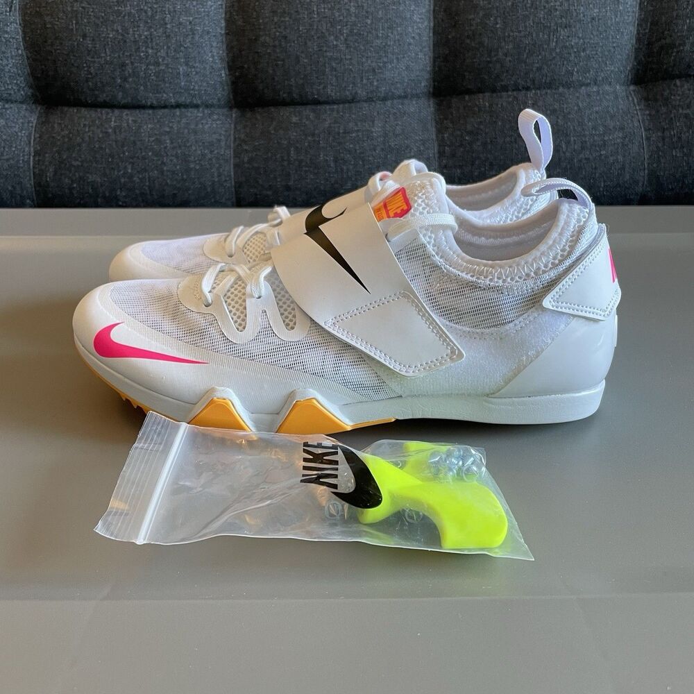 Mens Sz 8 - NIKE Zoom PV Pole Vault Elite Track Spikes White Orange Pink NBY